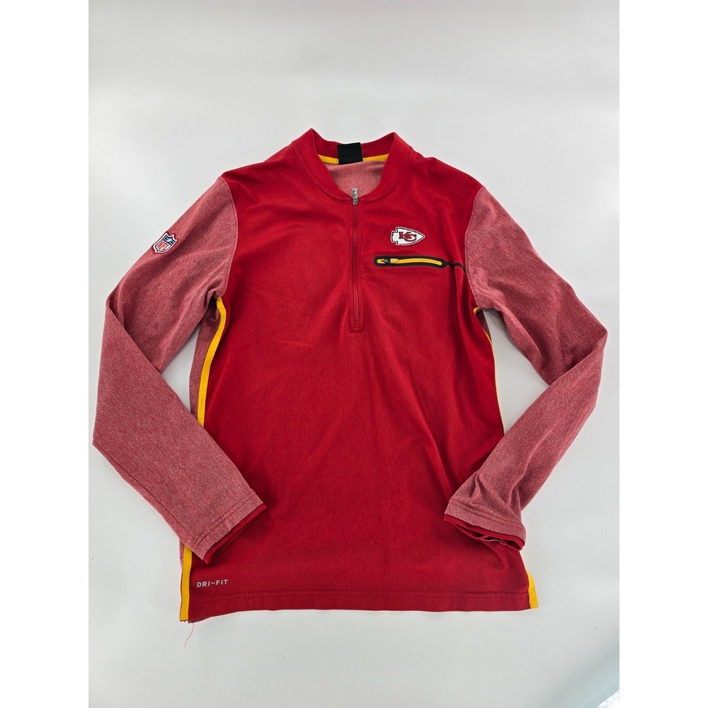 Nike NFL On Field Jacket Men's S Red Kansas City Chiefs Dri-Fit Quarter Zip
